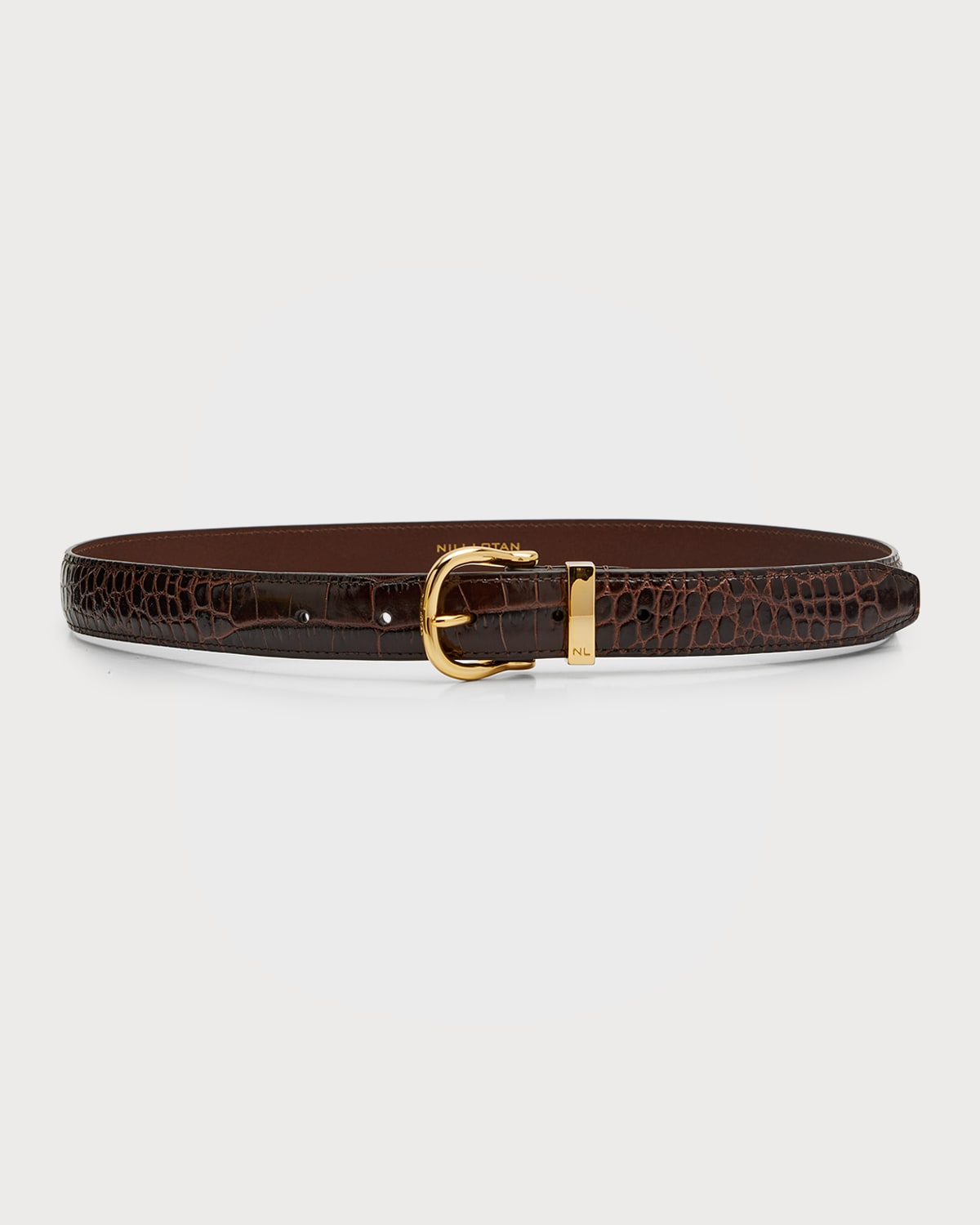 Nili Lotan Louise Leather Belt In Dark Brown W/shin