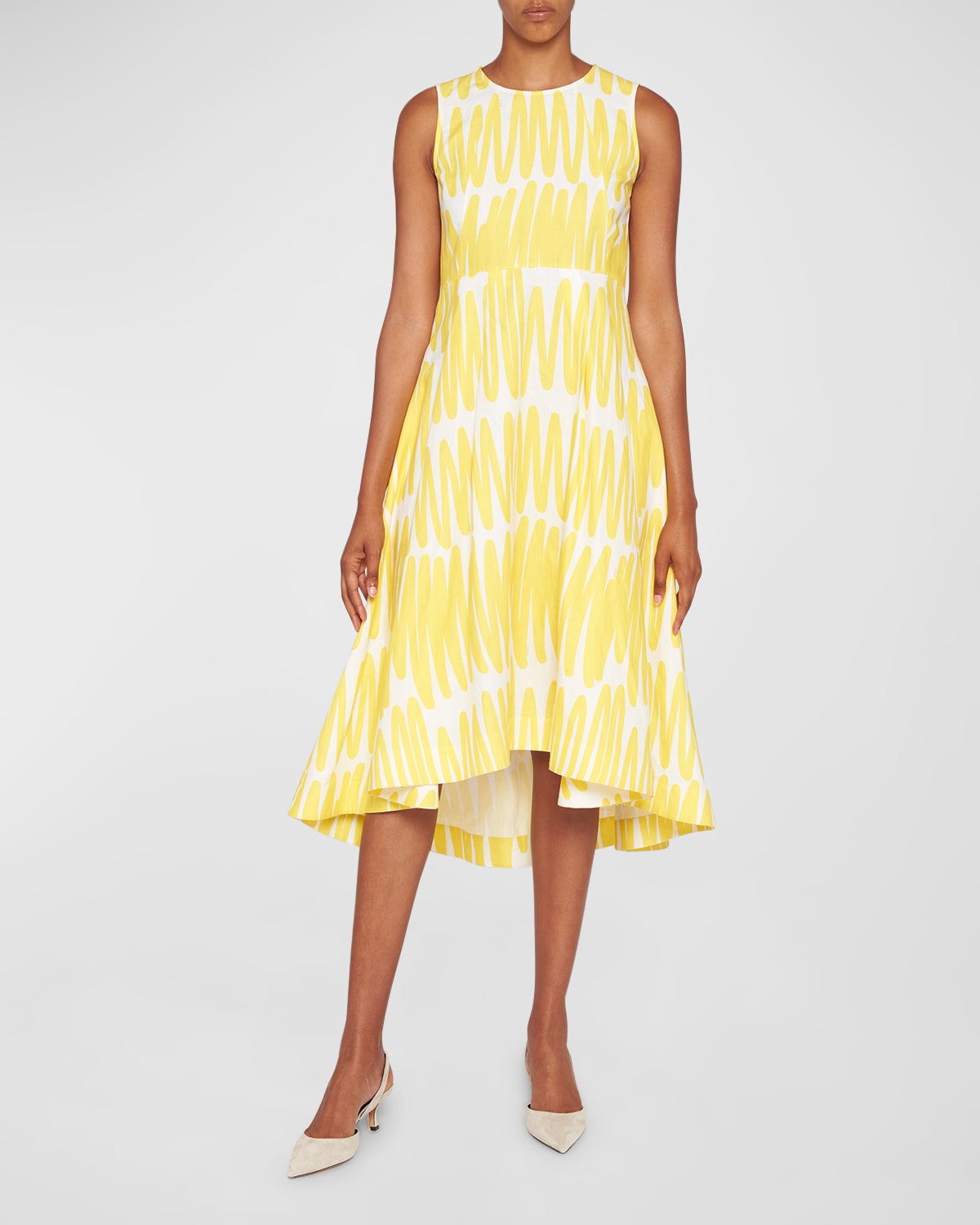 Abstract Printed High-Low Midi Dress