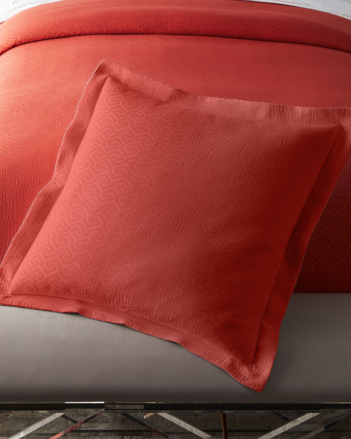 Matouk Schumacher Athena Euro Sham In Deep Coral