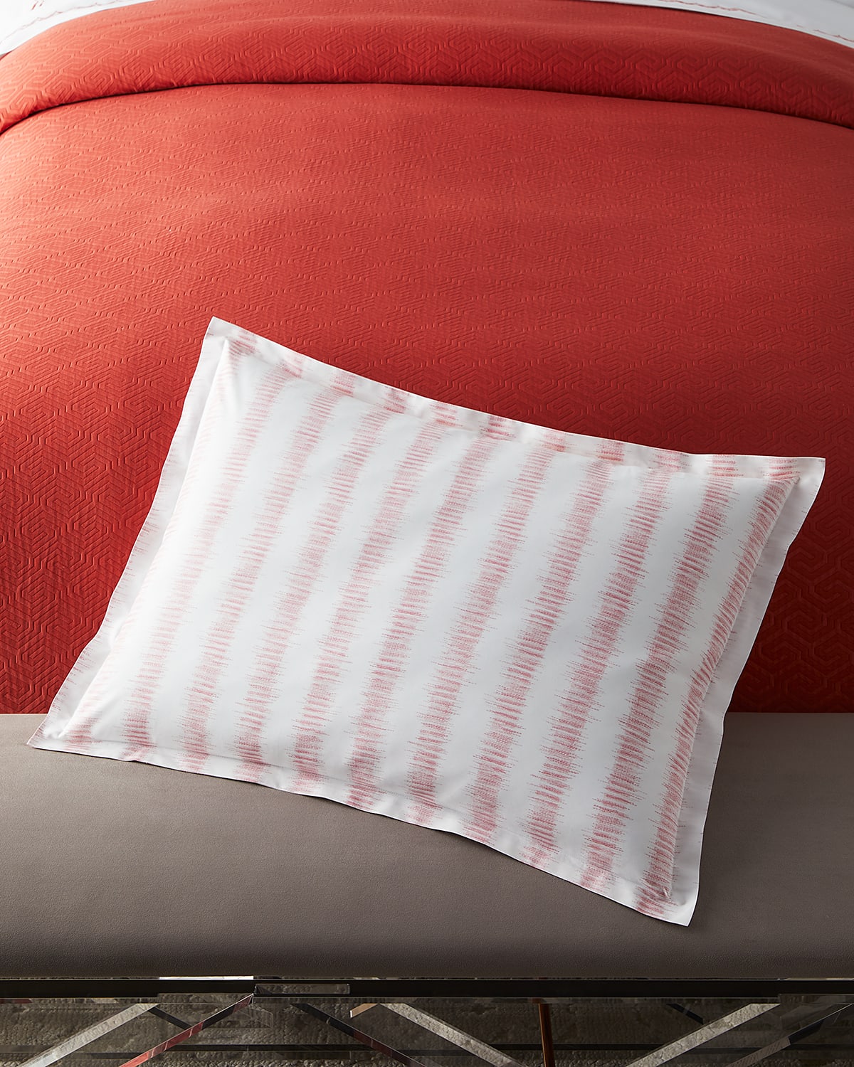 Matouk Schumacher Attleboro Standard Sham In Pink Coral