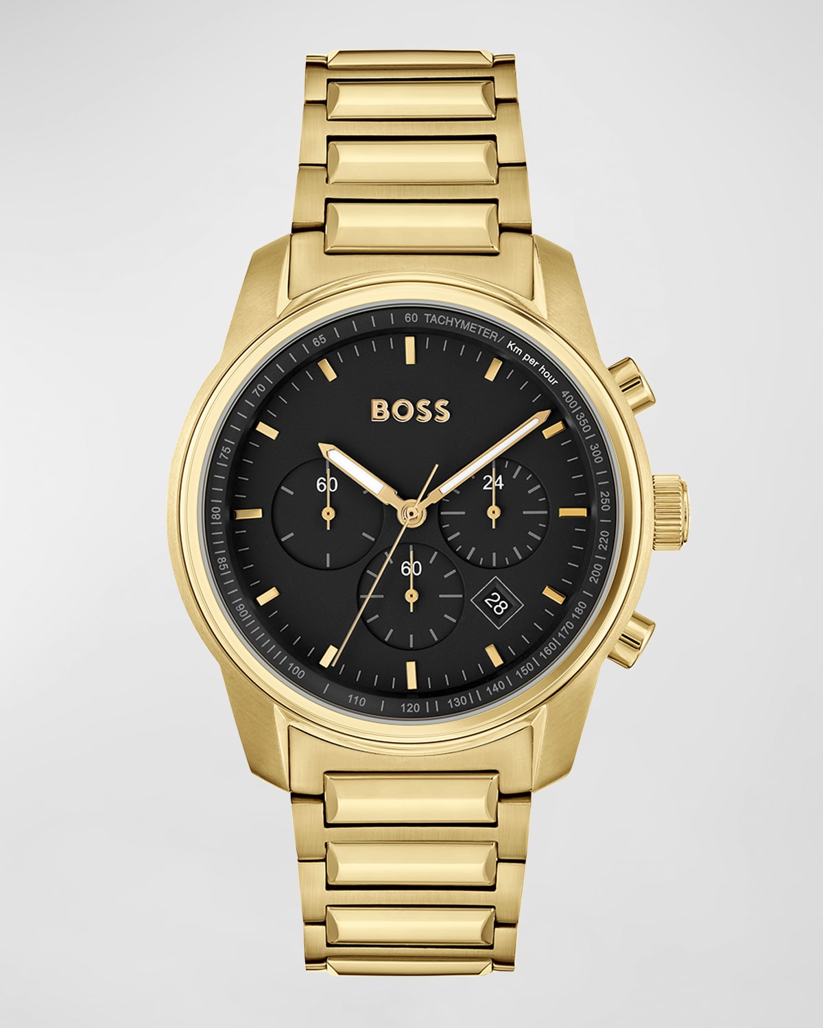 Hugo Boss Men's Trace Ionic Thin Gold-tone 1 Steel Bracelet Watch, 44mm Women's Shoes In Black
