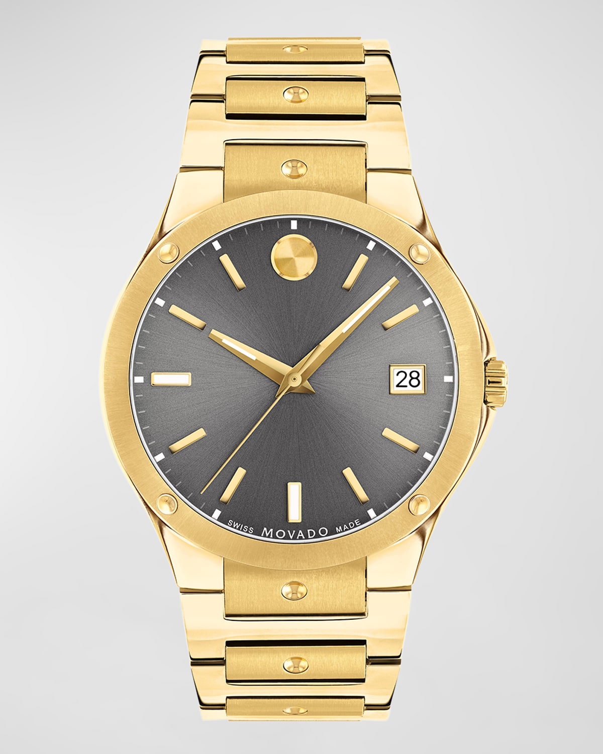 Shop Movado Men's Se Yellow Gold Pvd Bracelet Watch, 41mm In Grey