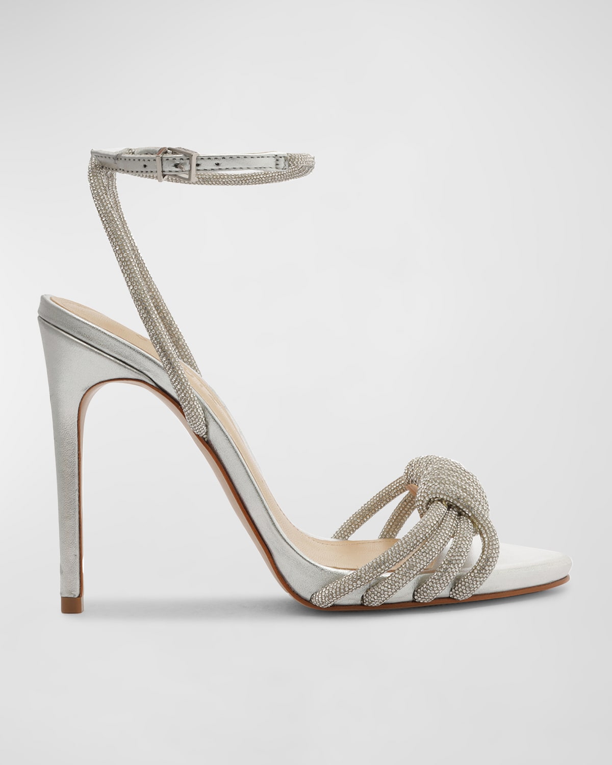 Schutz Jewell Crystal Ankle-strap Sandals In Cristal/prata