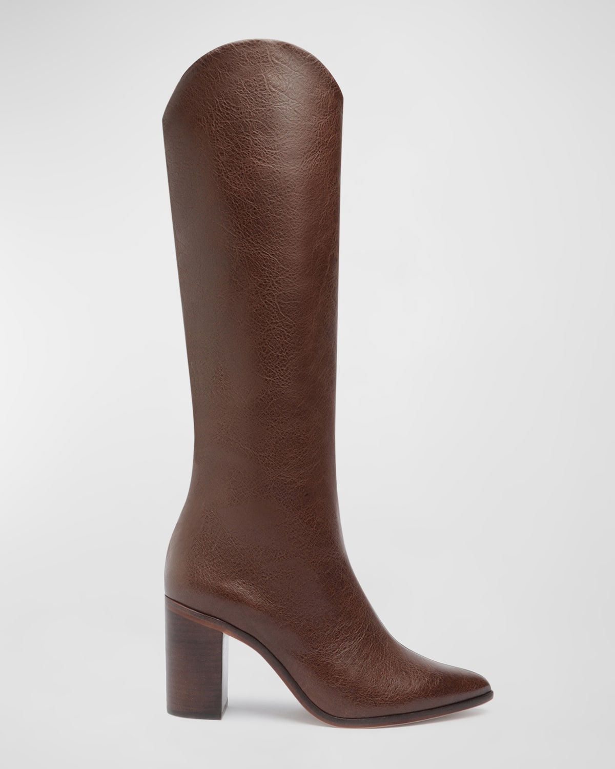 SCHUTZ MARYANA LEATHER BLOCK-HEEL KNEE BOOTS