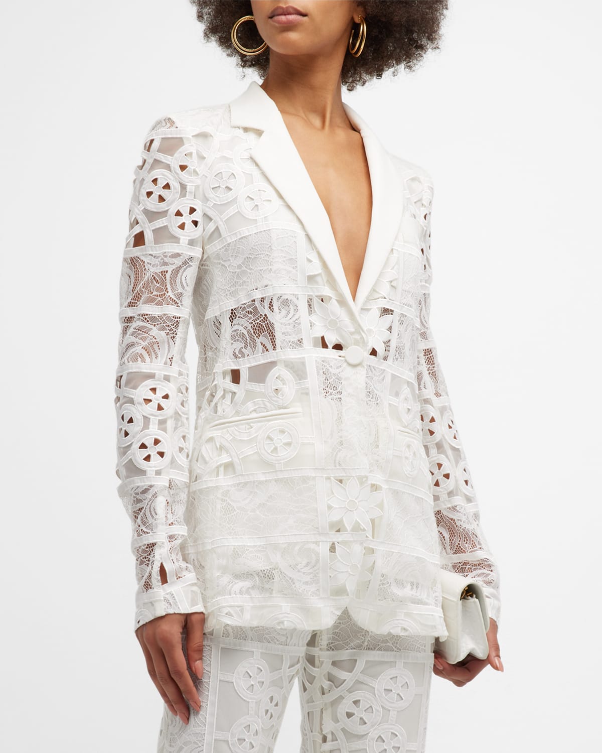 ALEXIS HARLIE FLORAL LACE SUITING JACKET