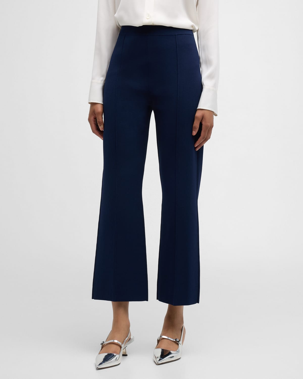 Compact Crepe Cropped Flare Pants