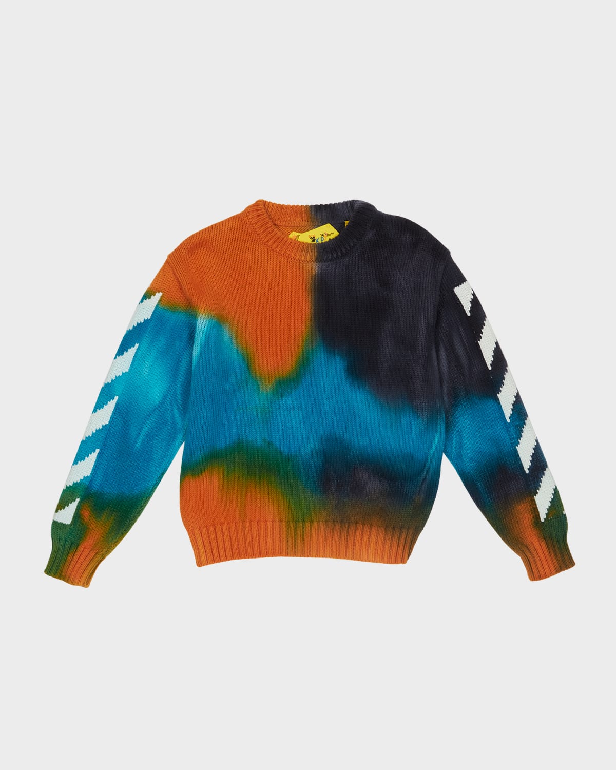 Off-white Boy's Arrow Logo & Stripes Intarsia Sweater In Multi