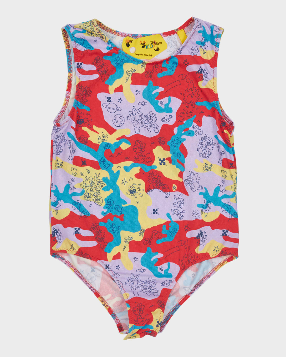 Girl's Puzzleflage One-Piece Swimsuit, Size 4-12