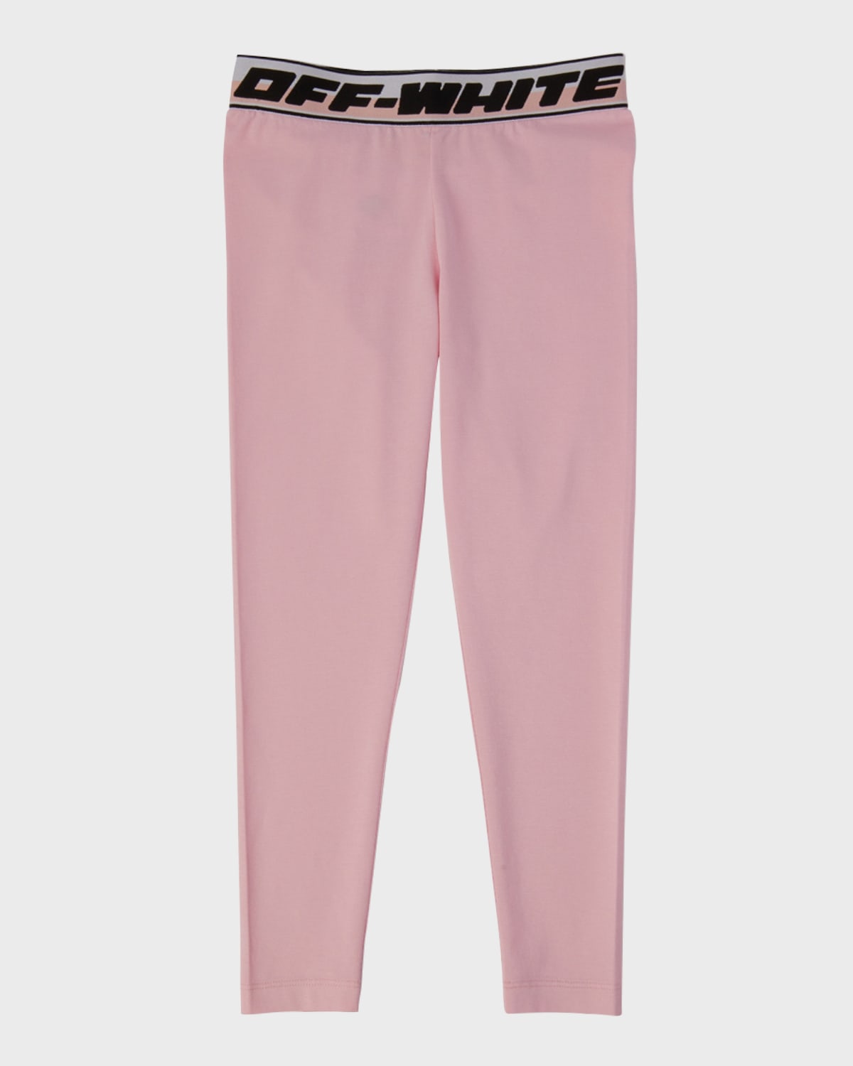 Off-white Logo-waistband Cotton Leggings In Pink Black