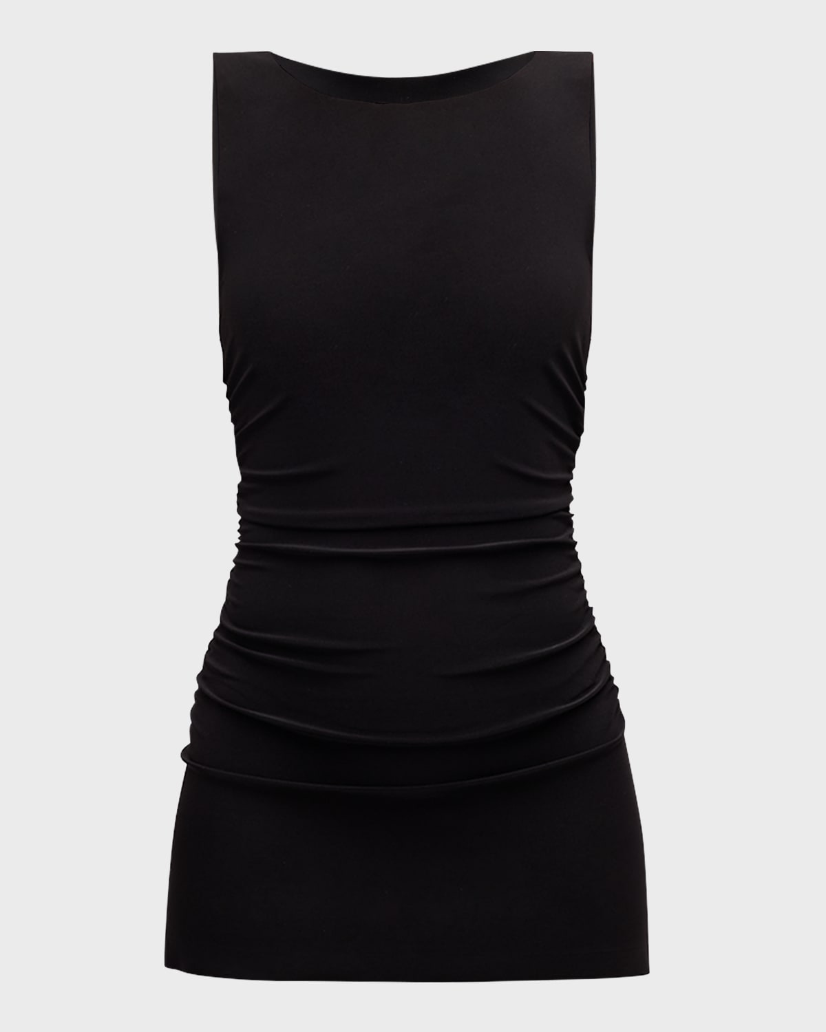 Shop Norma Kamali Sleeveless 4-way Stretch Mini Pickleball Dress In Black