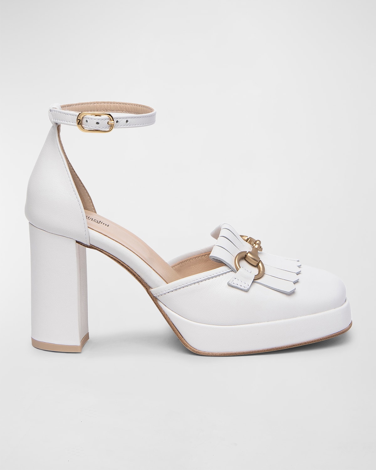 Nerogiardini Leather Kiltie Chain Anklestrap Pumps In White ModeSens