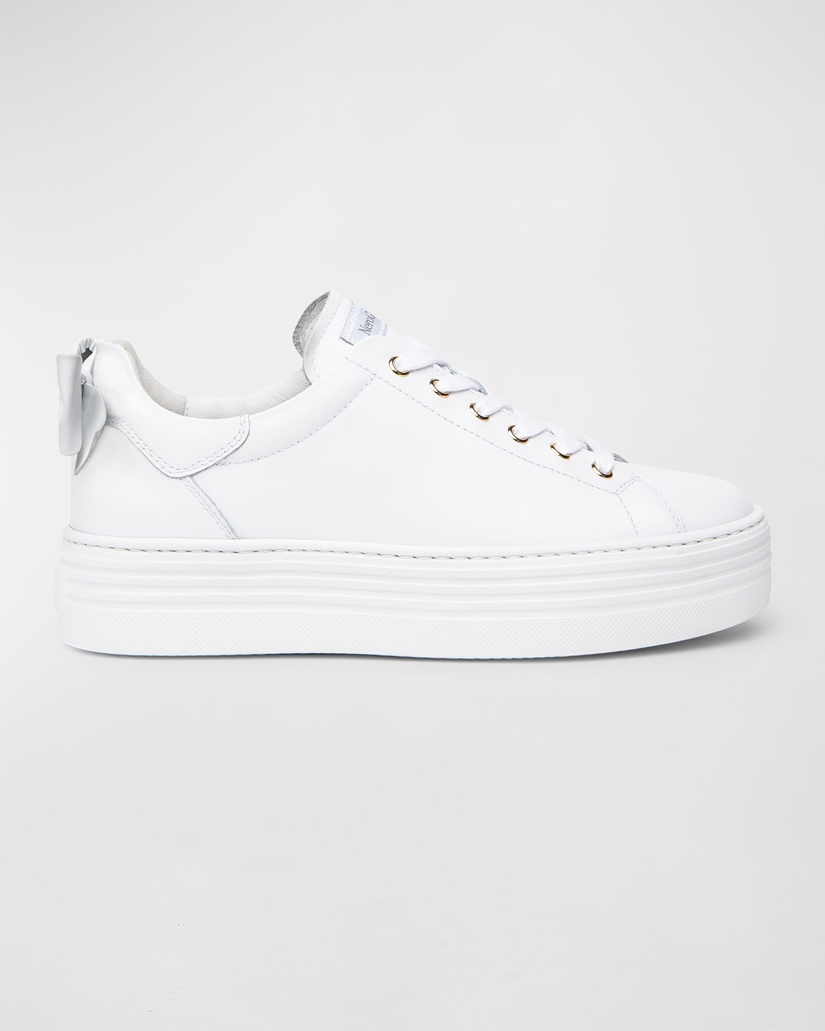 Shop Nerogiardini Bow Leather Skater Sneaker In White
