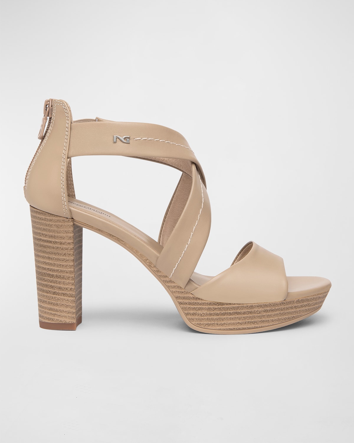 Leather Crisscross Zip Sandals