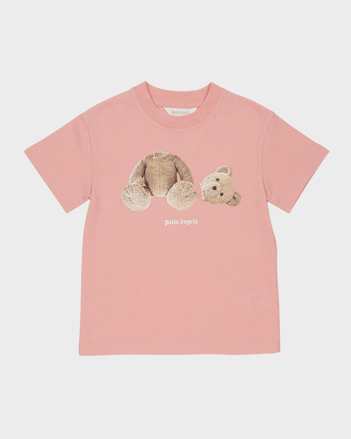 Shop Palm Angels Girl's Bear Logo-print T-shirt In Pink Brown