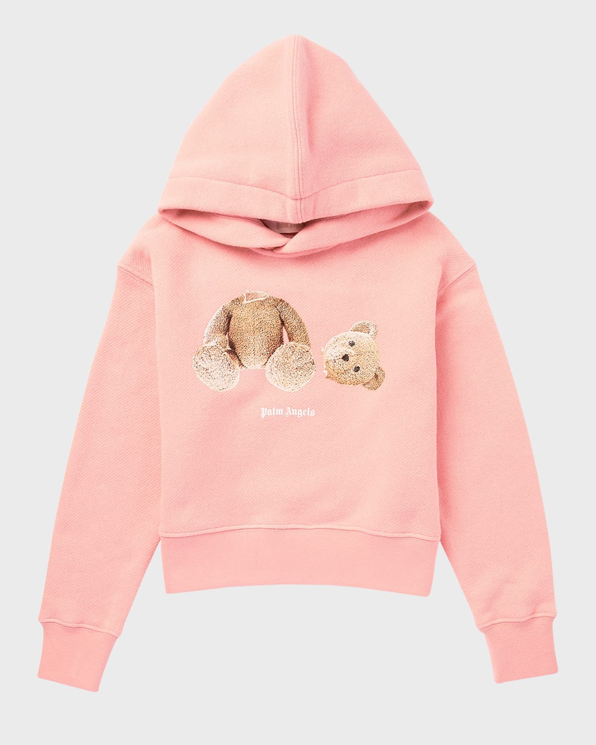 Palm Angels Kids' Girl's Classic Bear Logo-print Hoodie In Pink Brown