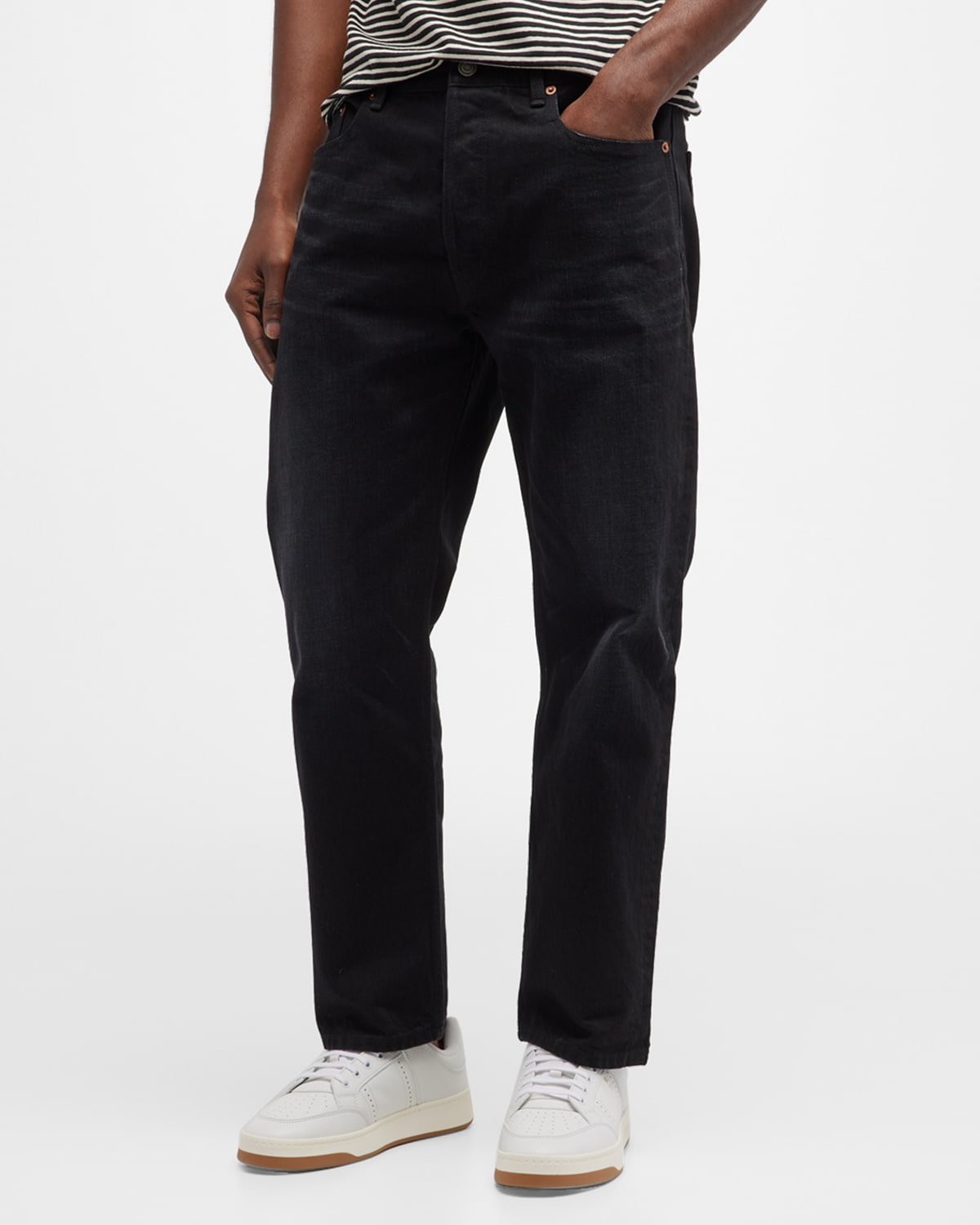 Saint Laurent Men's Mick Solid Denim Jeans In Black-blac