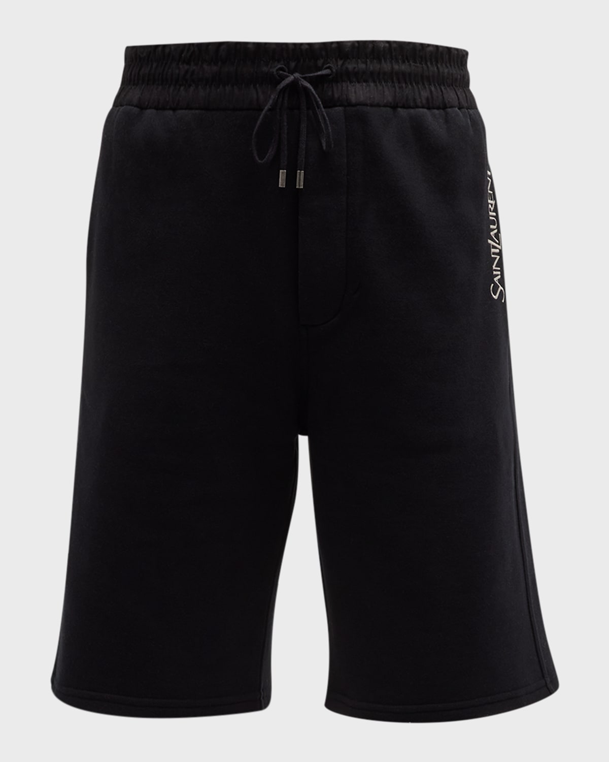 Shop Saint Laurent Men's Logo Sweat Shorts In Nero-natur