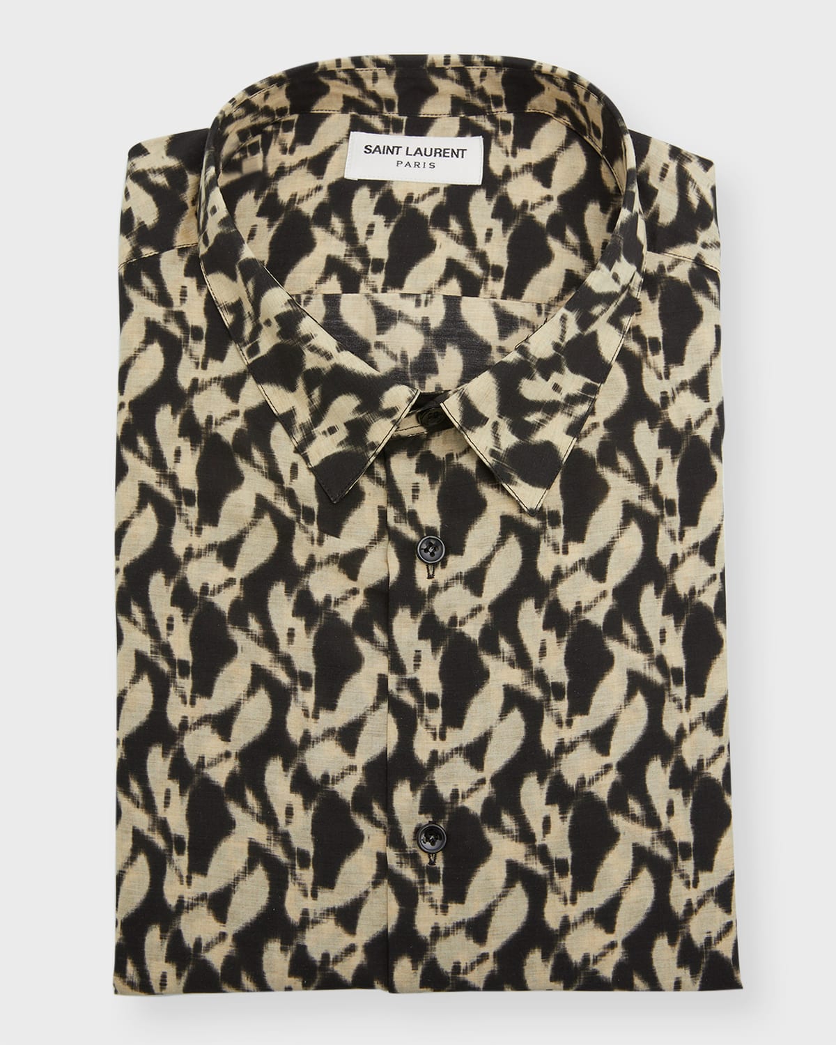 Shop Saint Laurent Men's Graphic Short-sleeve Dress Shirt In Nero