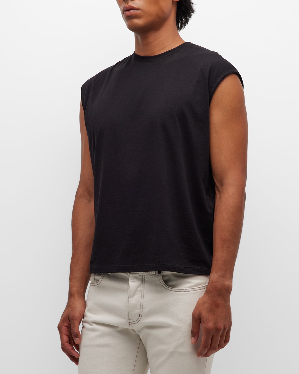 SAINT LAURENT MEN'S SLEEVELESS COTTON T-SHIRT