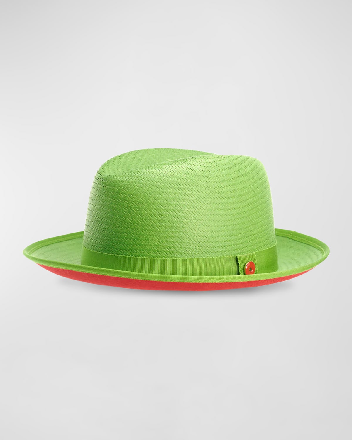 Keith James Men's King Straw Fedora Hat In Lime Green ModeSens