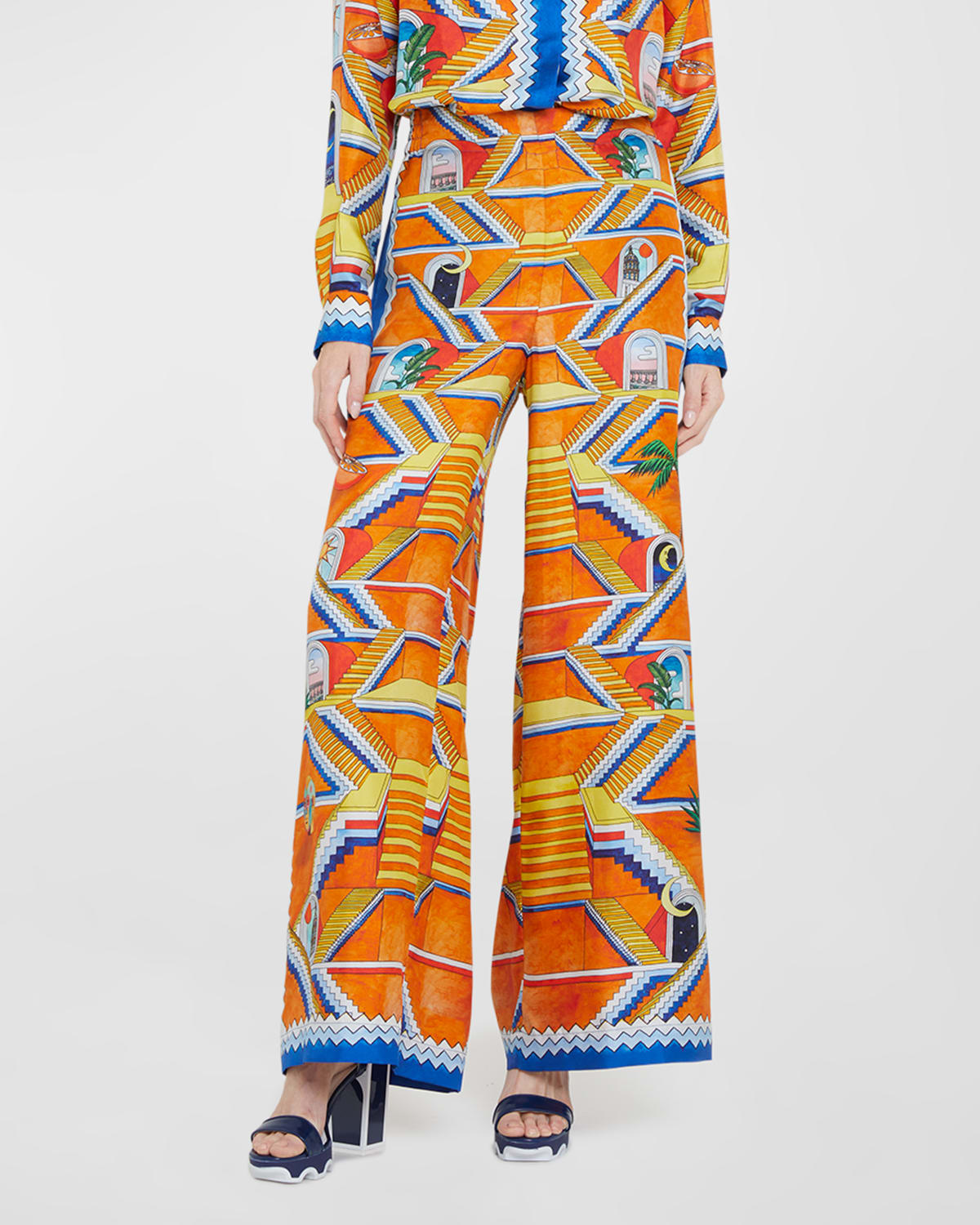 Casablanca monogram-print Silk Pajama Trousers - Farfetch