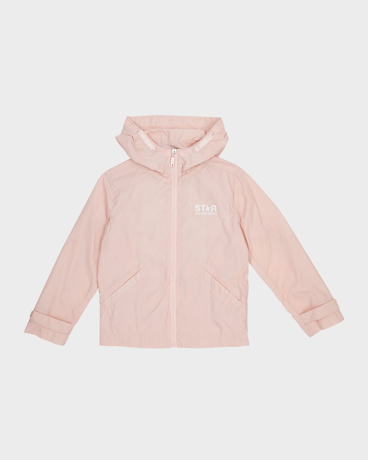 Shop Golden Goose Girl's Star Logo-print Windbreaker In Pinkwhite