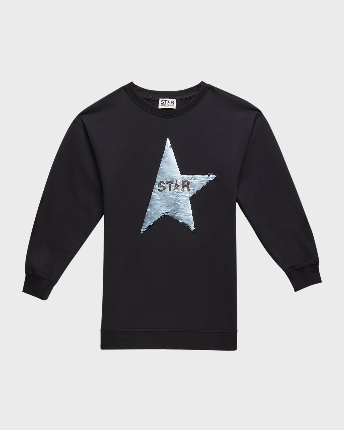 GOLDEN GOOSE GIRL'S REVERSIBLE SEQUIN STAR SWEATSHIRT DRESS