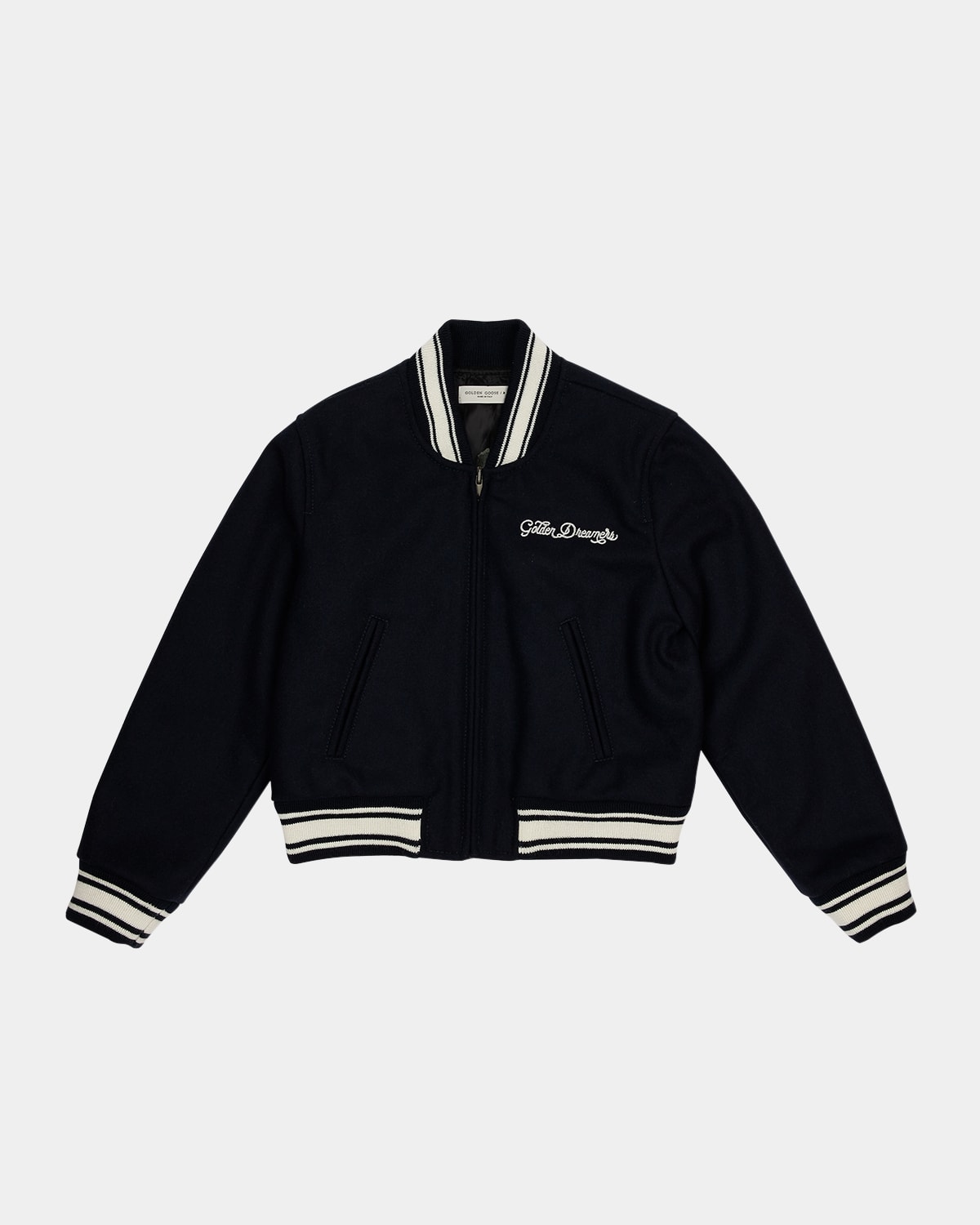 Shop Golden Goose Girl's Golden Dreamers Embroidered Bomber Jacket In Dark Blue