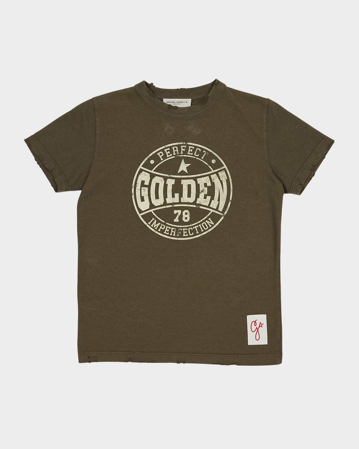Shop Golden Goose Boy's Sporty Logo-print T-shirt In Dusty Olivewhite