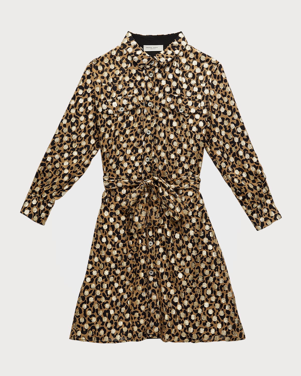 Golden Goose Kids' Girl's Metallic-leopard-print Dress In Brown