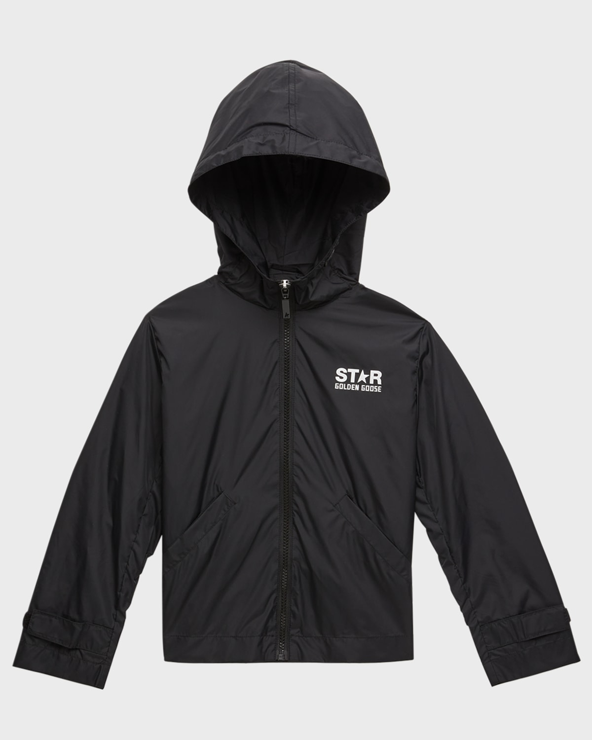 Golden Goose Boy's Star Logo-print Windbreaker In Blackwhite