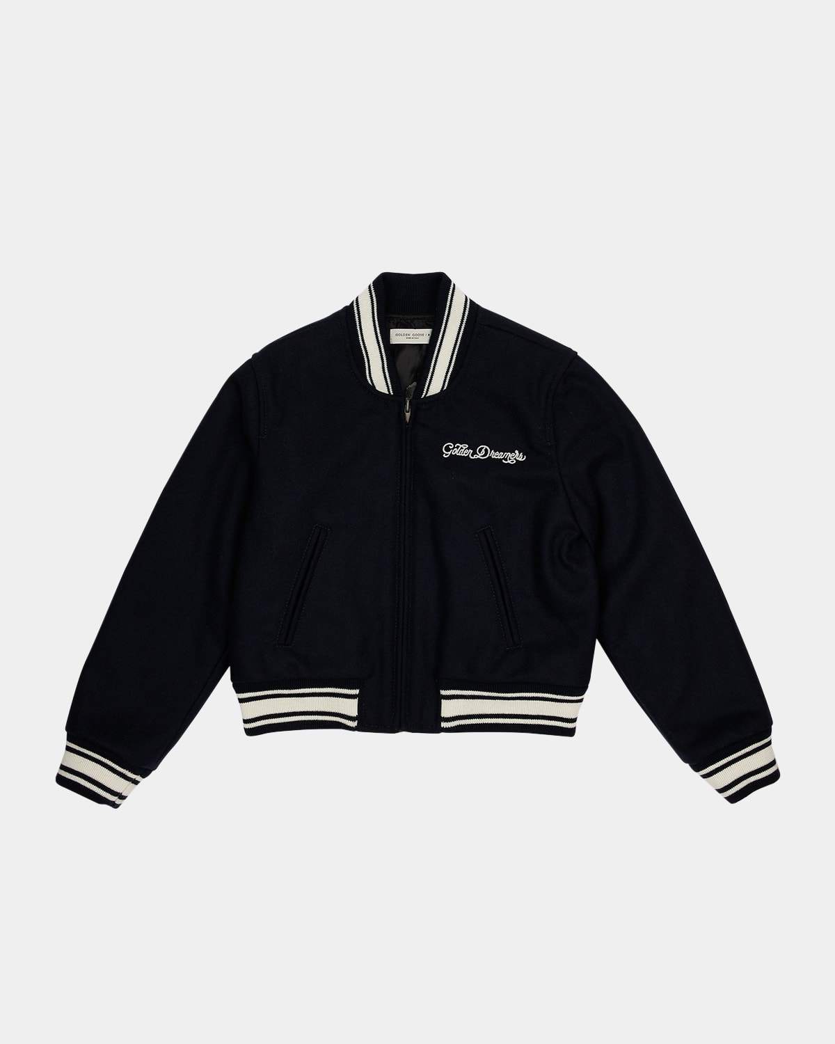 Golden Goose Logo-embroidered Zipped Varsity Jacket In Dark Blue
