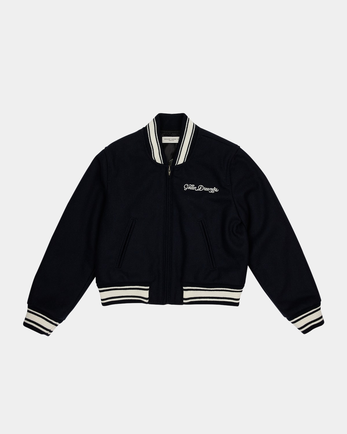 Shop Golden Goose Girl's Golden Dreamers Embroidered Bomber Jacket In Dark Blue