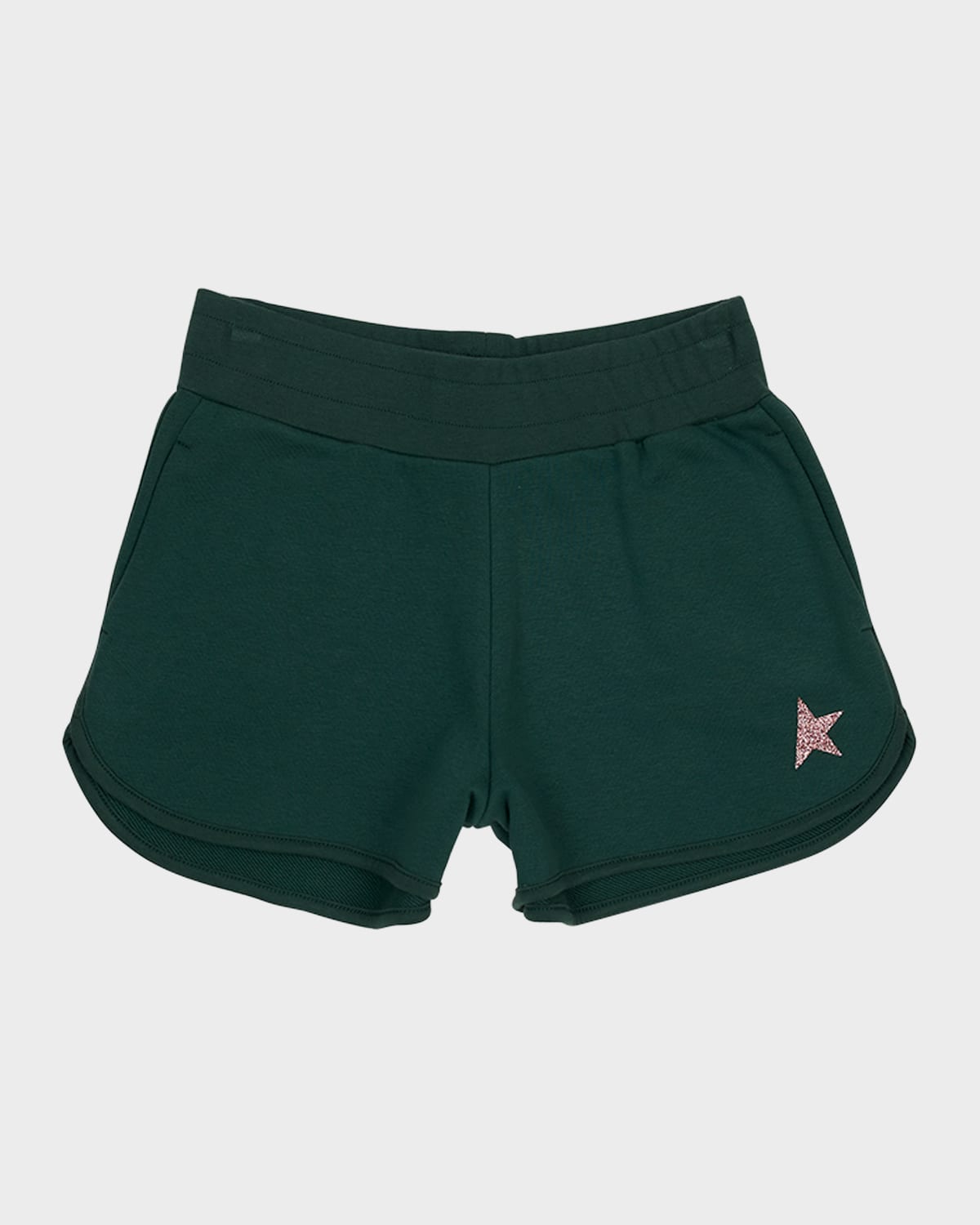 Shop Golden Goose Girl's Glitter Star Fleece Shorts In Bright Green Pink