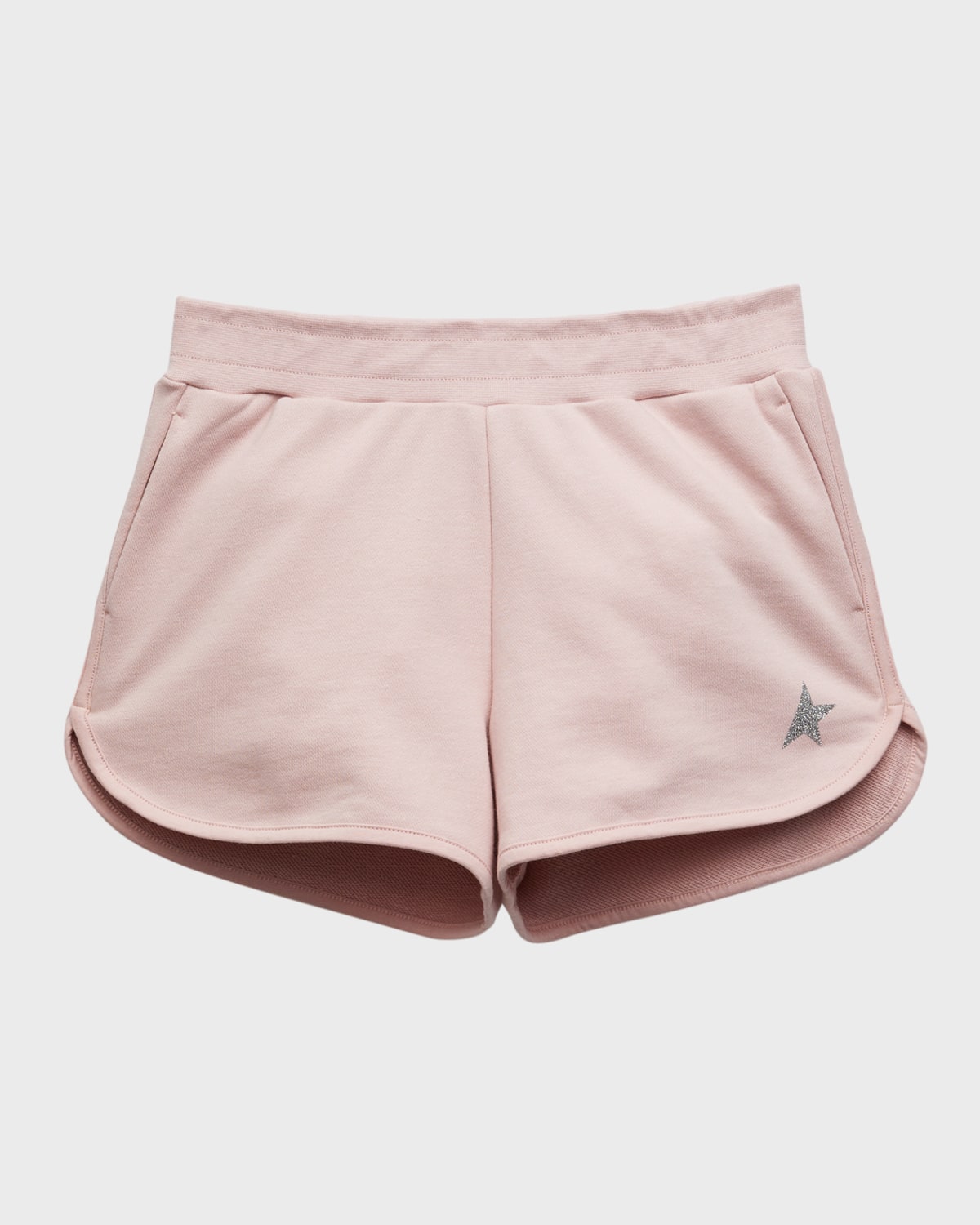 Shop Golden Goose Girl's Glitter Star Fleece Shorts In Pinksilver