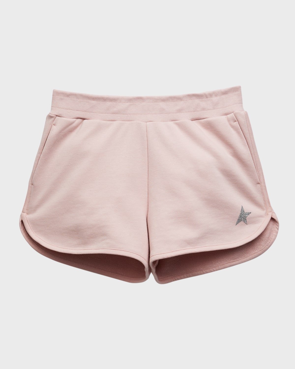 Golden Goose Star Glitter Print Cotton Blend Shorts In Pinksilver