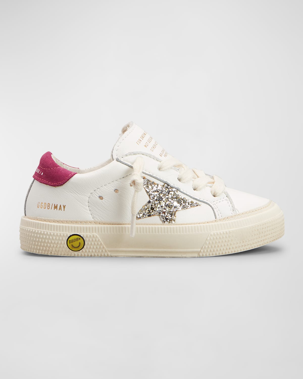 Golden Goose Kids' Girl's May Glitter Star Sneakers, Baby/toddler In Whiteplatinummage