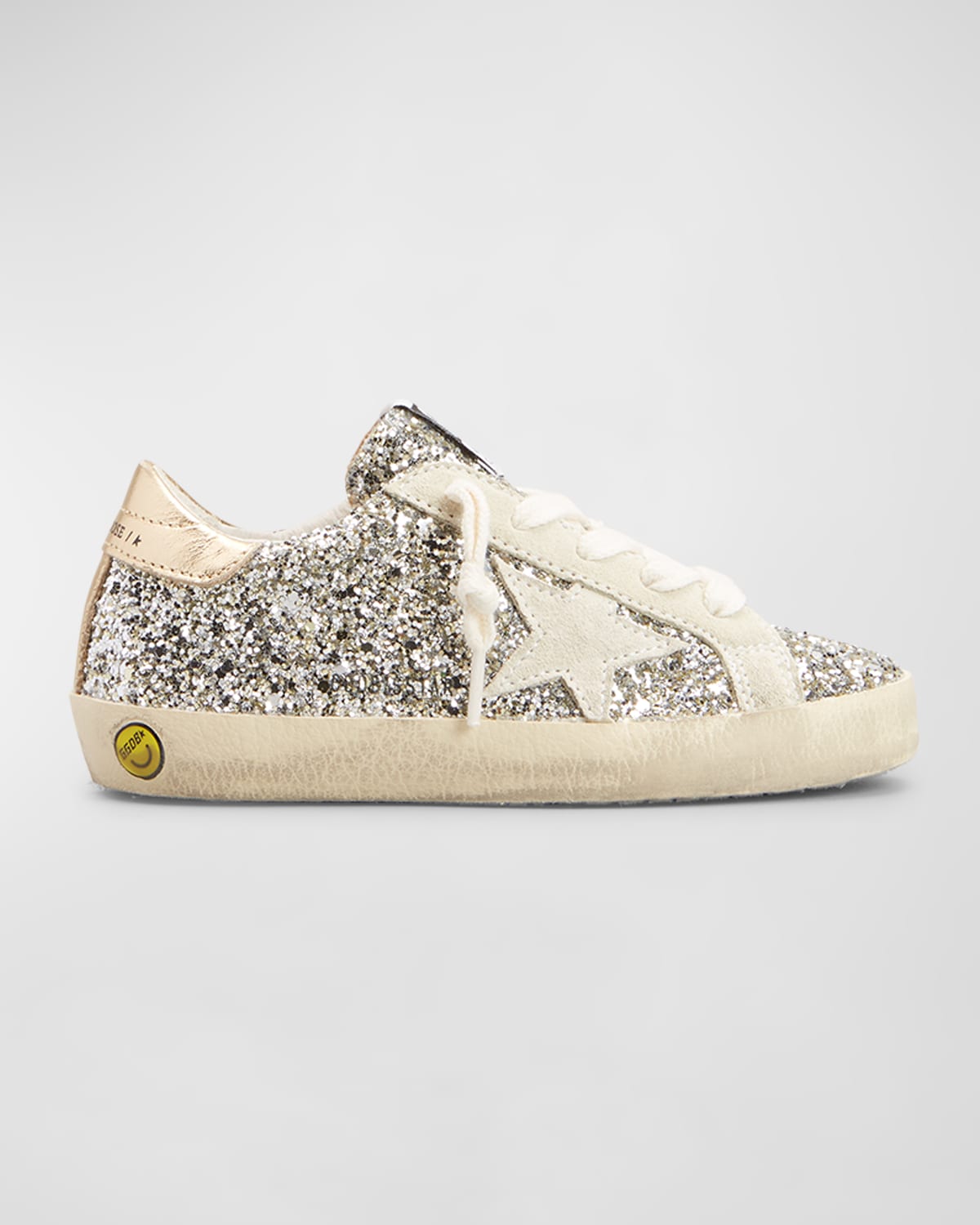 Golden Goose Kids' Girl's Super-star Lace Up Glitter Sneakers, Baby/toddlers In Platinumivorygold