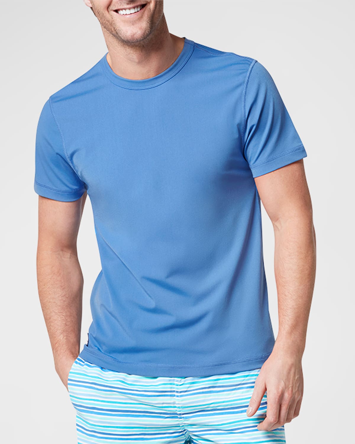 Tom & Teddy Men's Solid Short-sleeve Rash T-shirt In Marine Blue