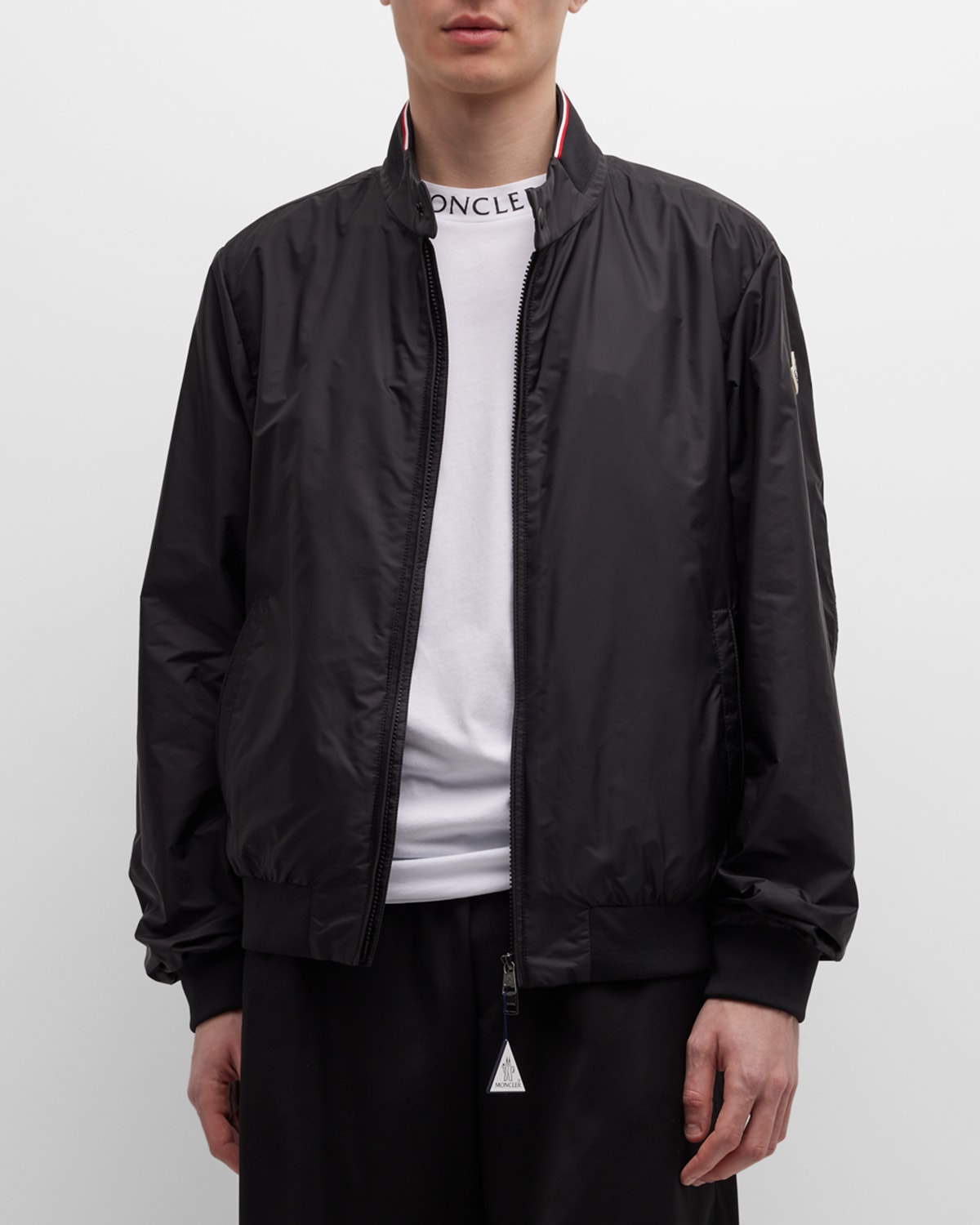 Shop Moncler Men's Reppe Nylon Zip Jacket In Black