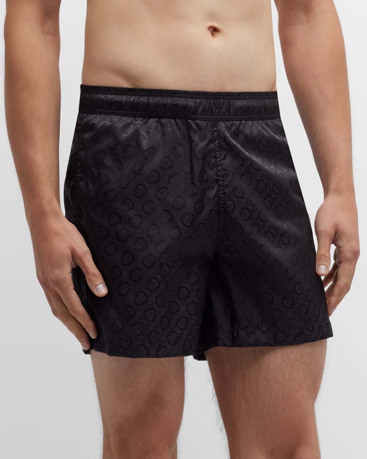 GG jacquard nylon swim shorts in black