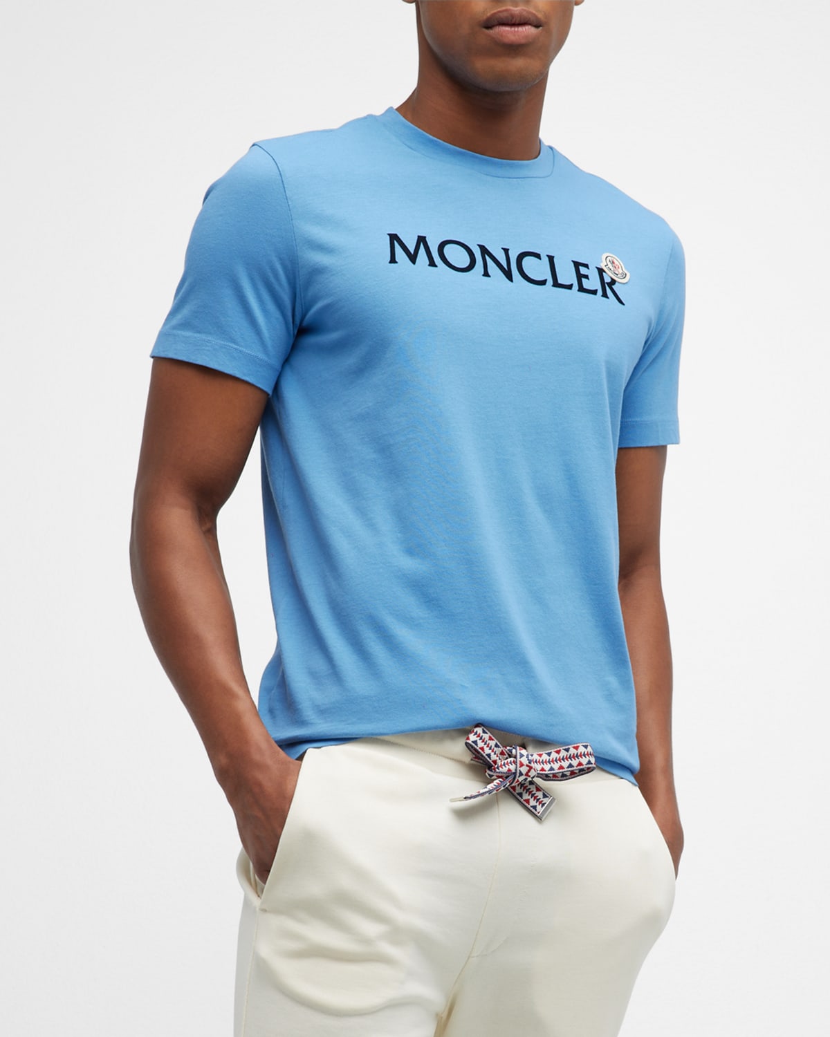 Complex Wasserette kortademigheid Moncler Men's Logo T-shirt With Patch In Turquoise | ModeSens