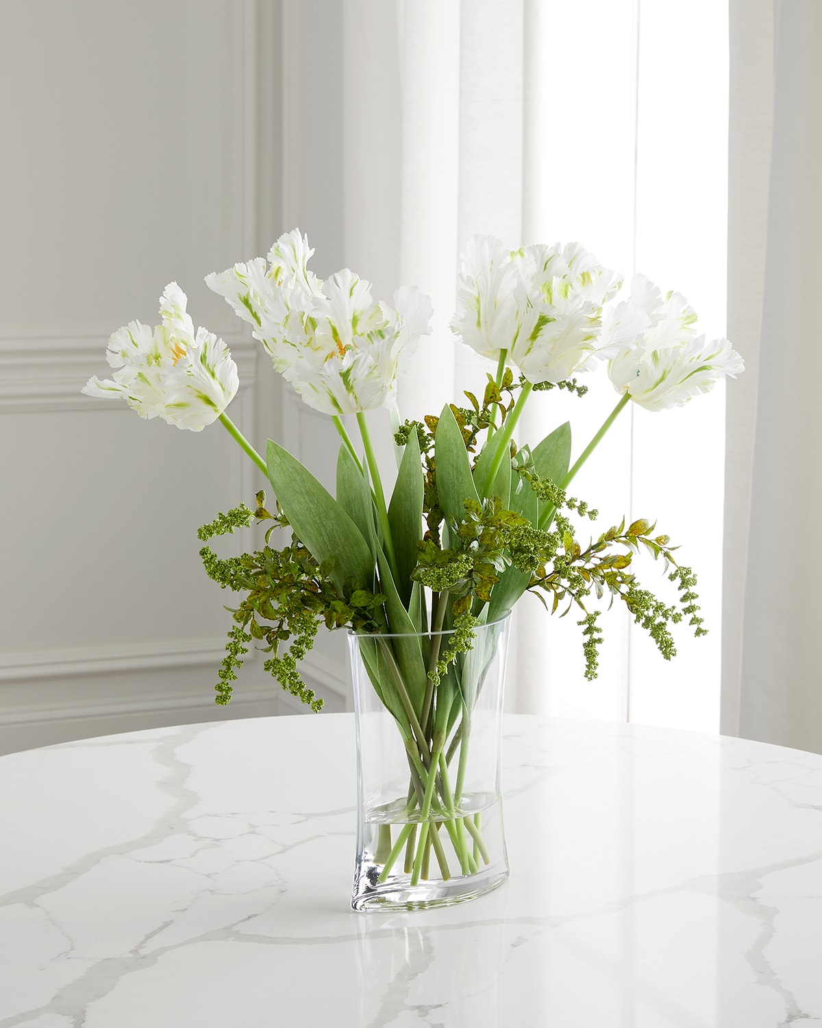 Ruffled Retreat Faux Floral Arrangement in Glass Vase - 22"
