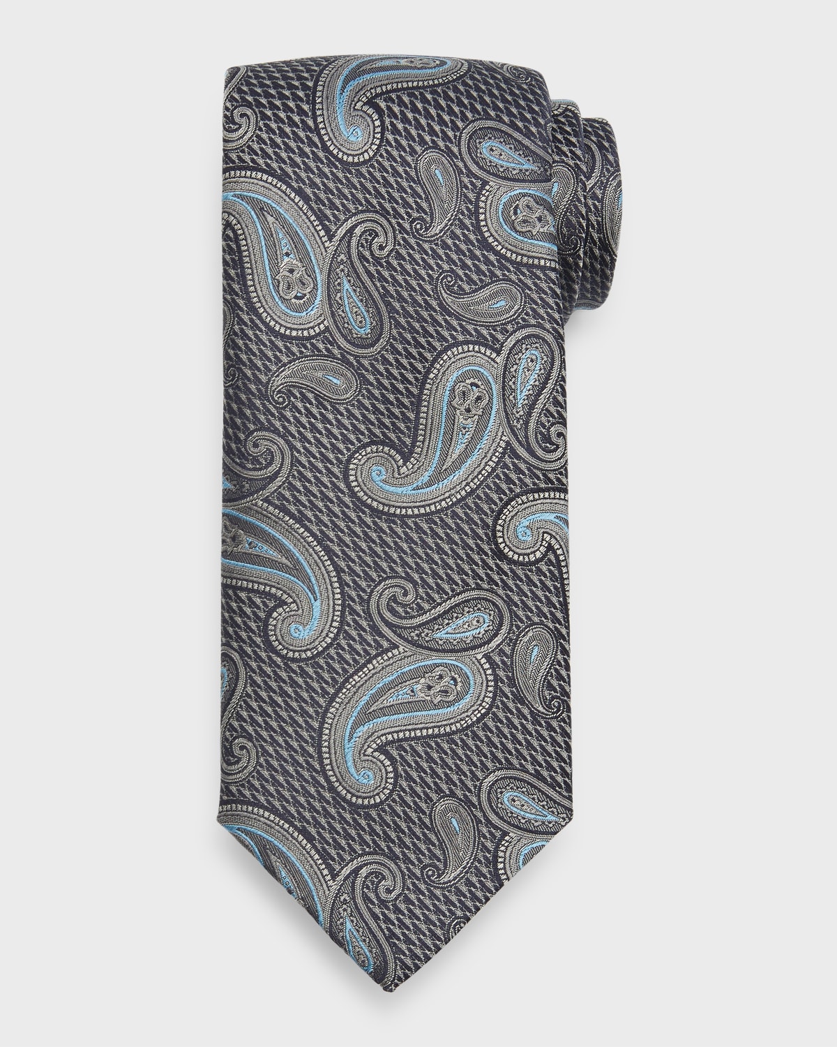 Canali Men's Paisley Silk Jacquard Tie In Grey