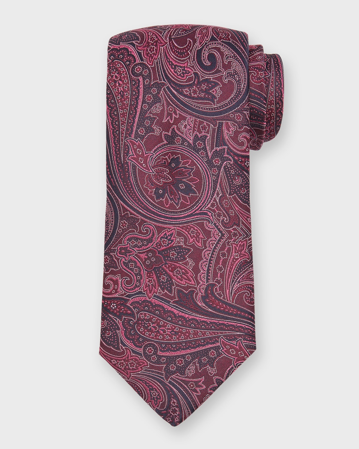 Canali Paisley Silk Tie In Dark Red