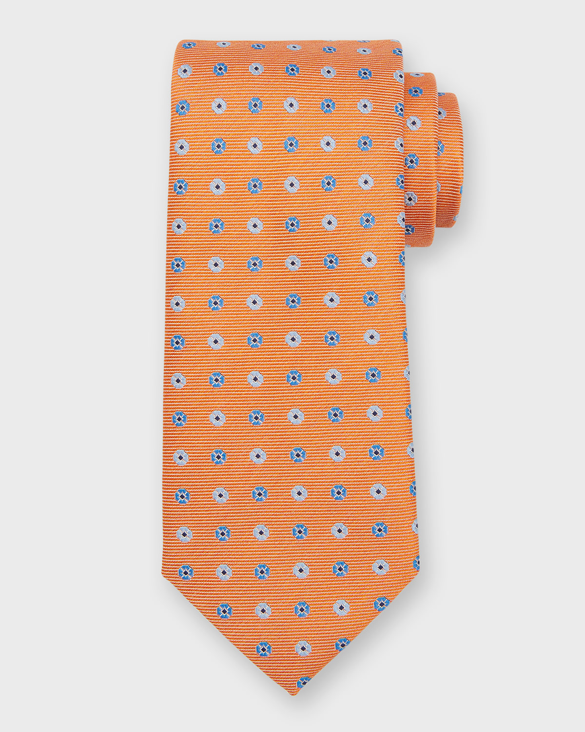 Canali Men's Micro-medallion Silk Tie In Orange