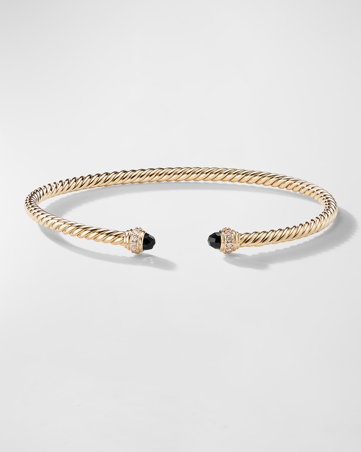 David Yurman 3mm Cablespira Bracelet With Gemstone And Diamonds In 18k Gold In Black Onyx