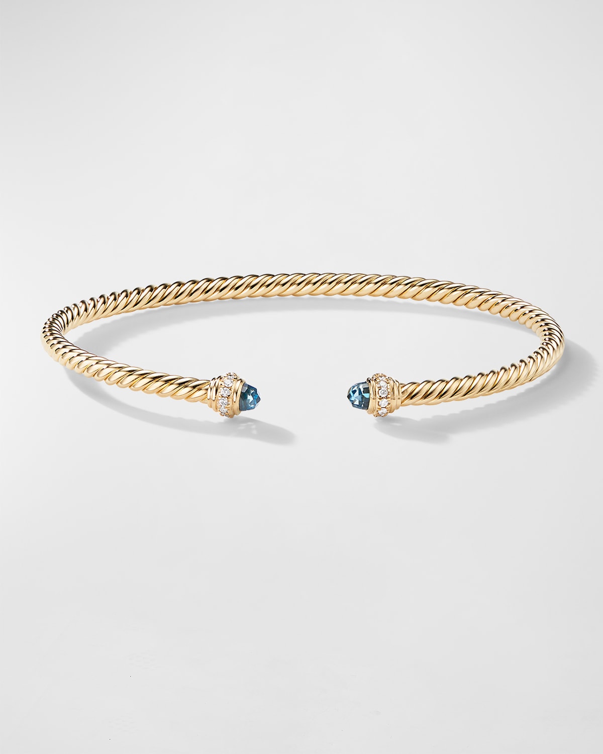 3mm Cablespira Bracelet with Gemstone and Diamonds in 18K Gold