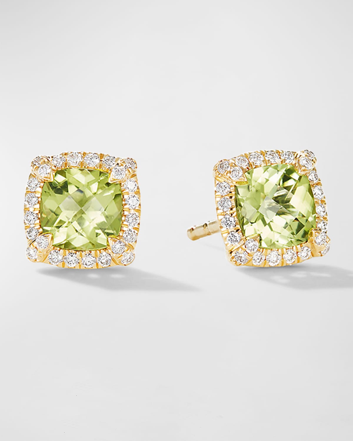 David Yurman Chatelaine Earrings With Gemstone And Diamonds In 18k Gold, 5mm In Peridot