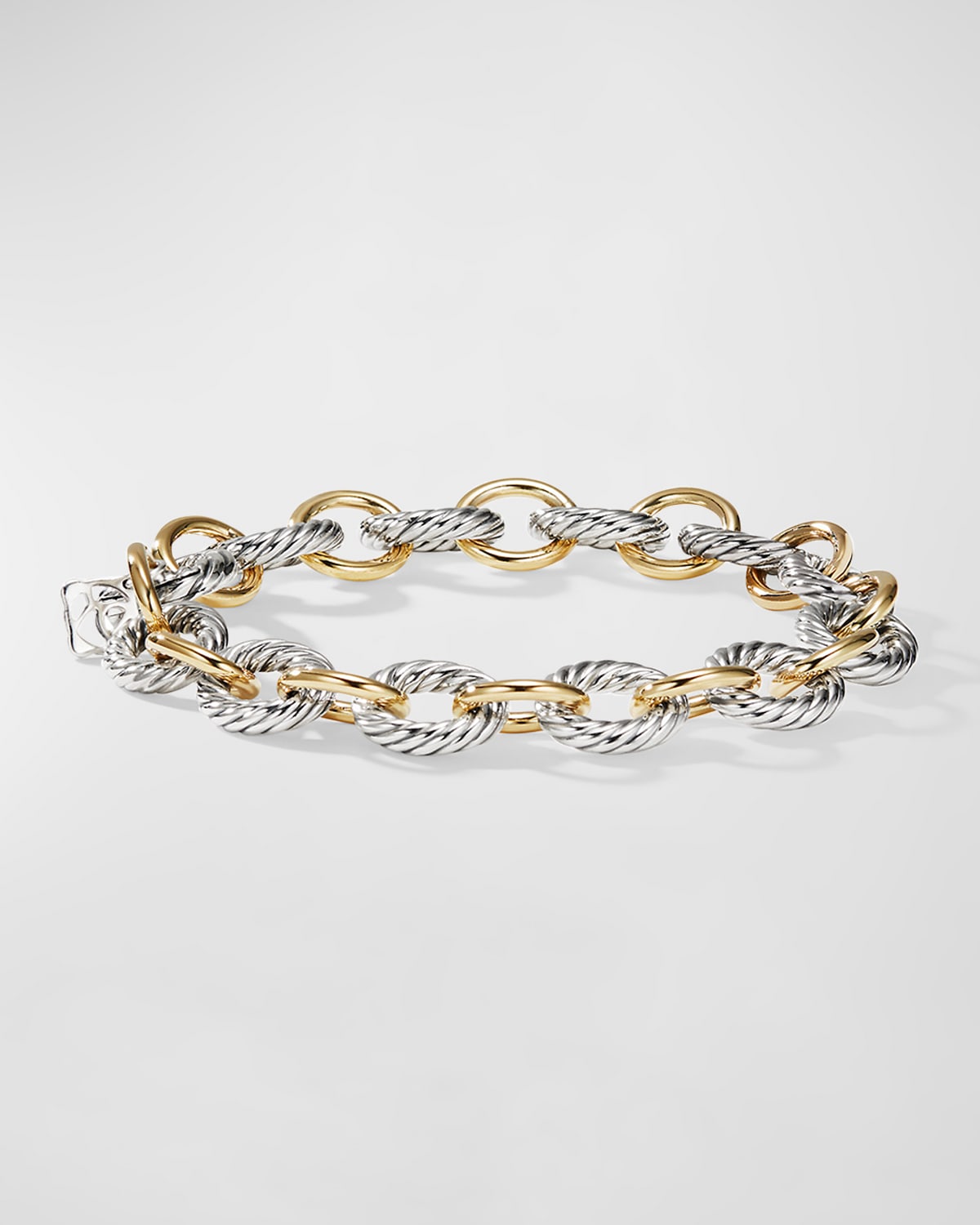 Shop David Yurman Oval Link Chain Bracelet In Silver With 18k Gold, 10mm